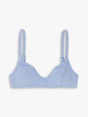 NWT Peony Swimwear ‘Stretch-Crepe Bikini Top’ in “Light Blue” UK Size 14 = Sz 10